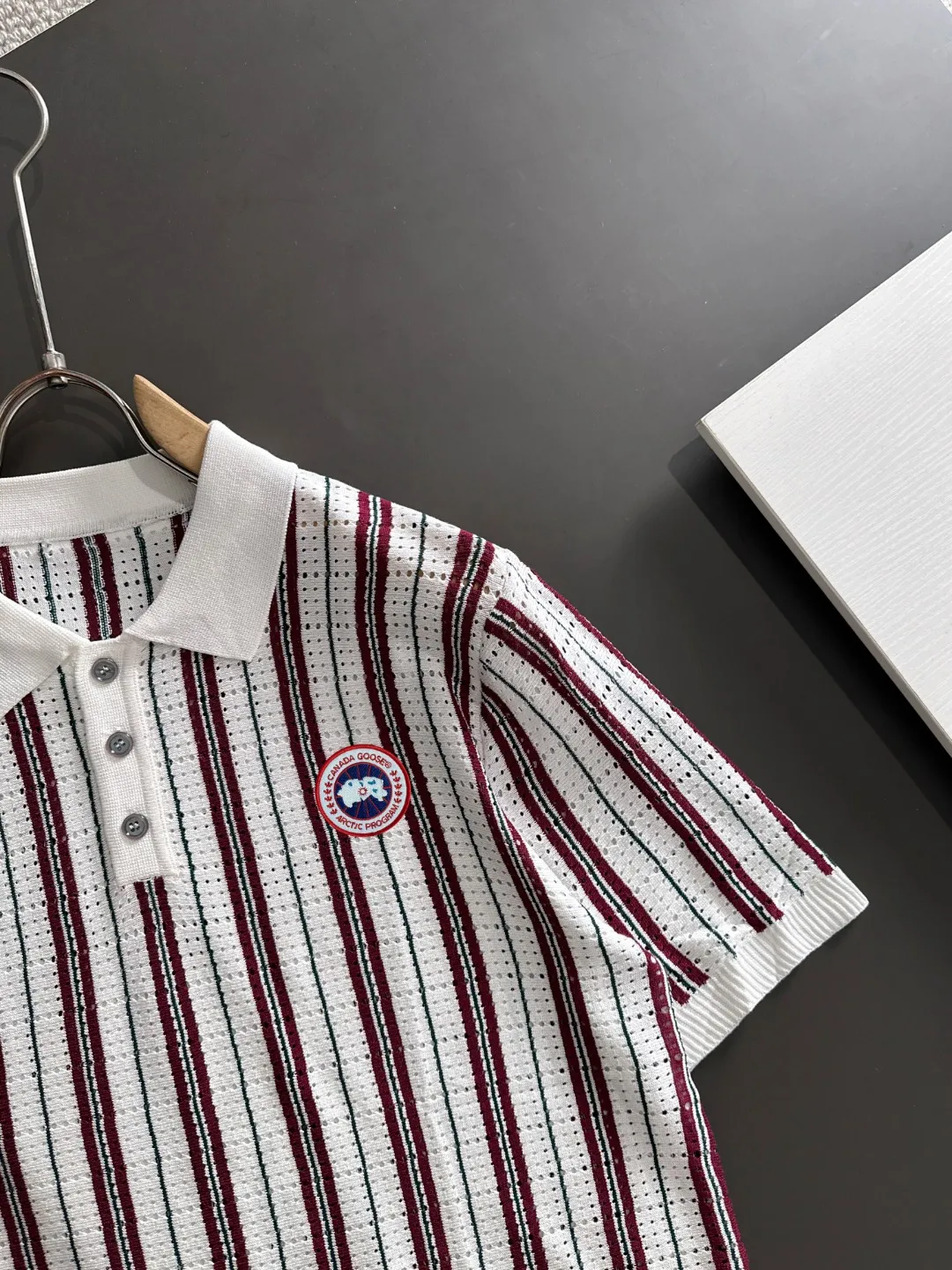 Next day shipment P300 High quality Big Goose 2025 autumn and winter new men's lapel short-sleeved T-shirt Made of combed cotton yarn knitted cotton fabric, pure cotton high-weight special yarn, it feels full of weight when weighed, and the upper body is more textured than ordinary T-shirts. This texture can cope with the weather easily and is suitable for both hot and cold! The pattern on the chest adopts three-dimensional embroidery technology, and is perfectly produced stitch by stitch with reference to the original version! Loose fit design, looks noble. Size: M to XXXL